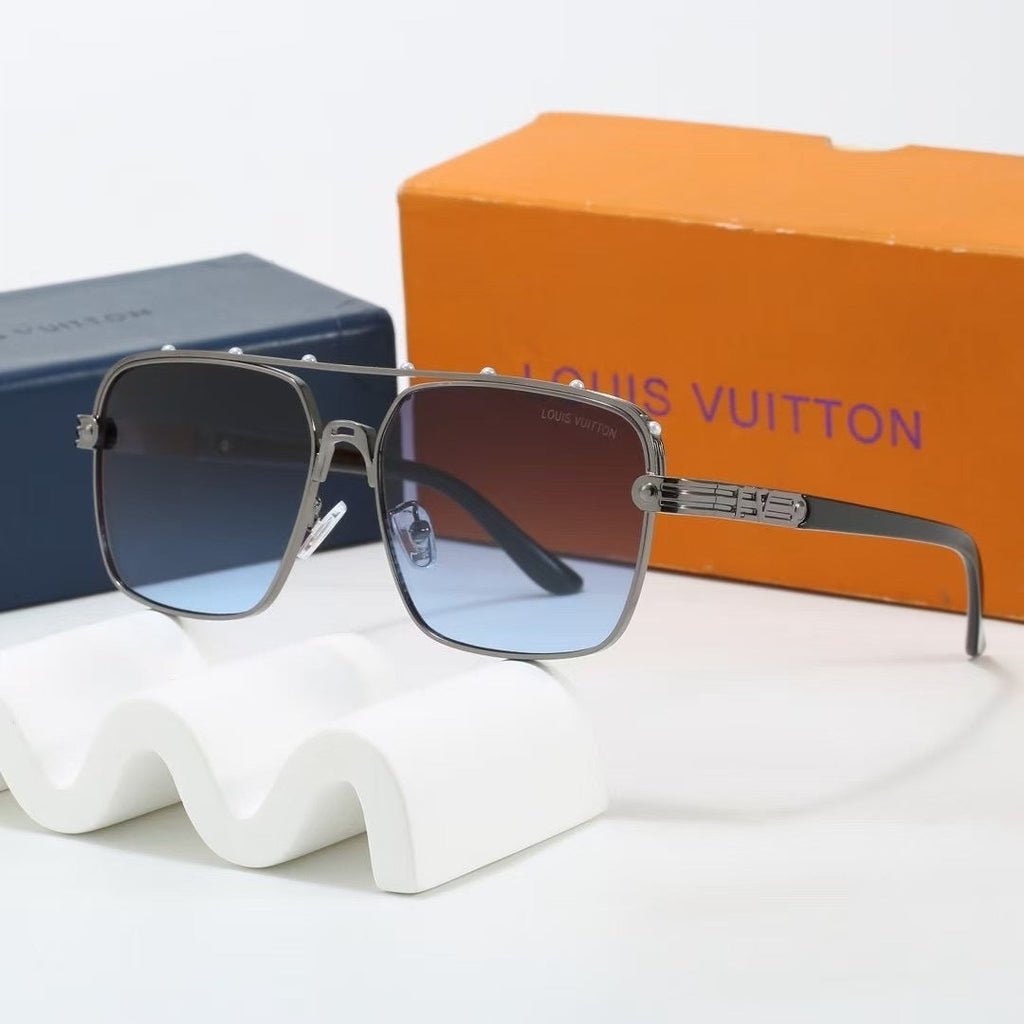 Louis vuitton Riveted Double Bridge Metal Square Sunglasses Square